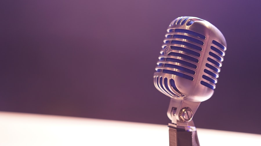 A studio microphone — Siyana's voice-first request flow.